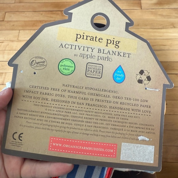 NWT Organic Farm Buddies Security Blanket Baby Lovey Pirate Pig Activity - Picture 10 of 10